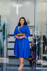 Blue plus-size office dress